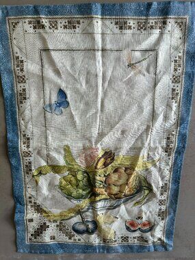 Tessitura Toscana Telerie Firenze Floral Bowl Linen Kitchen Tea Towel  27" x 20"